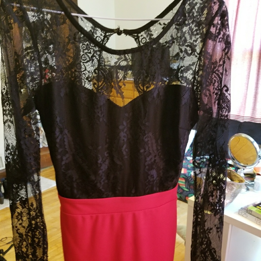Red and black formal dress